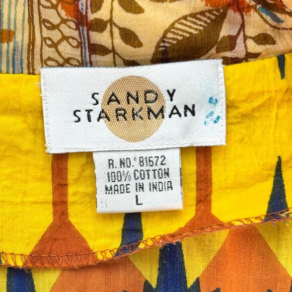 VTG 100% Cotton Geometric Artsy Boho Midi Dress Women's Large Beaded Resortwear - Picture 11 of 12